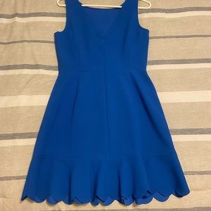 J Crew Blue Sleeveless Fit & Flair Scallop Hem dress